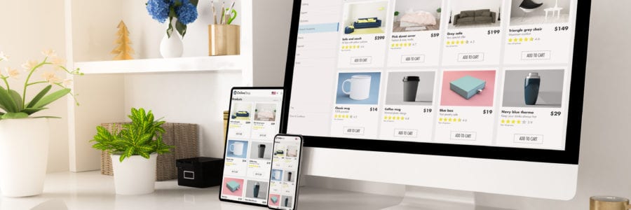ecommerce online shop website web to print on home office setup